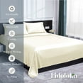 thumbnail image 3 of Lidoloka Luxury Bamboo Bed Sheets Set Queen 4 Pcs for Adult,Soft&Cool,16" Deep Pocket,Cream White, 3 of 7