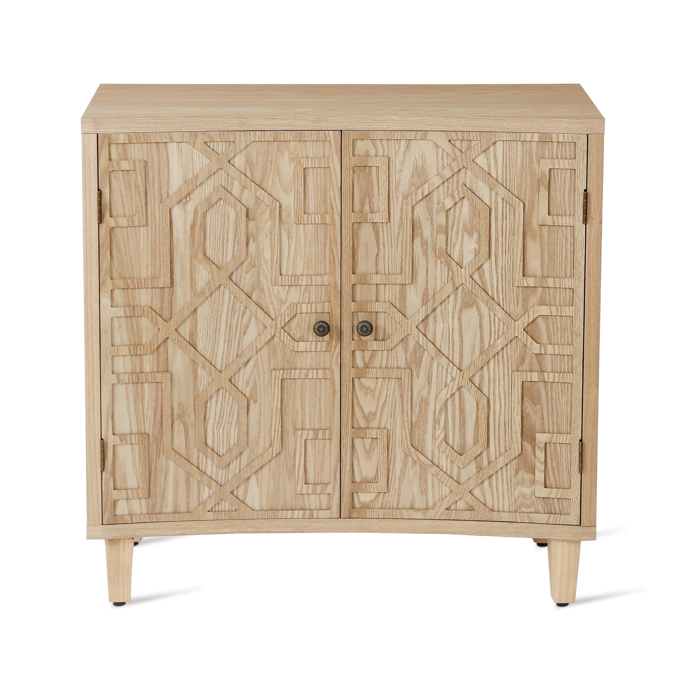 Christopher Knight Home Modern Moroccan Accent Cabinet, Geometric Wood Doors, Copper Knob, Adjustable Shelves, Natural