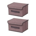 thumbnail image 5 of Hvmvliv Cotton and Linen Cloth Covered Storage Box Set of 2, Household Daily Washing Box for Clothing and Debris, Foldable with Lid & Handle Brown, 5 of 7