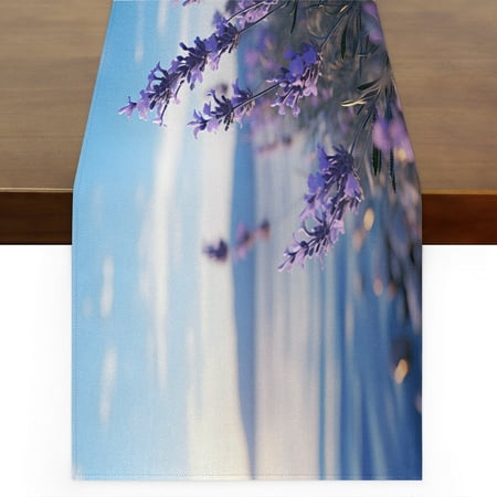 

Qzaxky table runner Lavender Print 13 x 120 Inch Spring Summer Table Runner Green Floral Table Runner Decoration for Indoor Outdoor Home Dinner Party Wedding Decor