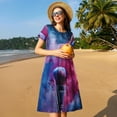 thumbnail image 4 of Naloa Color Explosion Makeup Brush Print Womens Summer A-Line Dress with Pockets,Short Sleeve Dresses,Flowy Beach Swing Dress for Vacation Travel, 4 of 6