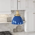 thumbnail image 2 of Evelyn&Zoe Industrial 8" Wide Blue/Brass Pendant, 2 of 7