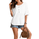 thumbnail image 3 of Blusas de Punto Gofre para Mujer, Moda 2025, Blusas de Patchwork Extragrandes con Cuello Redondo y Mangas 3/4, Blancas, Talla M, 3 of 6