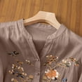 thumbnail image 5 of Brown Tshirts for Women's Cotton Linen Embroidered Shirt Tops Boho 3/4 Sleeeve Tunic Top Elegant Blouse Womens Shirts, 5 of 5