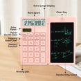 thumbnail image 3 of Calculadora de escritorio ROATEE con bloc de notas LCD borrable, color rosa, 3 of 6