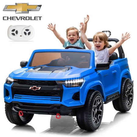 UBesGoo 24V 2 Seat Licensed Chevrolet Colorado Electric Ride on Car Toy for Toddler Kid w/ Remote Control, LED Lights, Blue