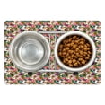 thumbnail image 1 of Dusty Blue Pet Mat for Food and Water, Vibrant Tender Camellia Flowers and Butterflies with Leaves Tropical Feels, Non-Slip Rubber Mat for Dogs and Cats, 18" X 12", by Ambesonne, 1 of 2