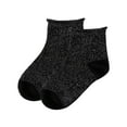 thumbnail image 3 of MeMoi Fuzzy Shimmer Cotton Blend Anklet Socks - Girls - Female, 12, Black, 3 of 11