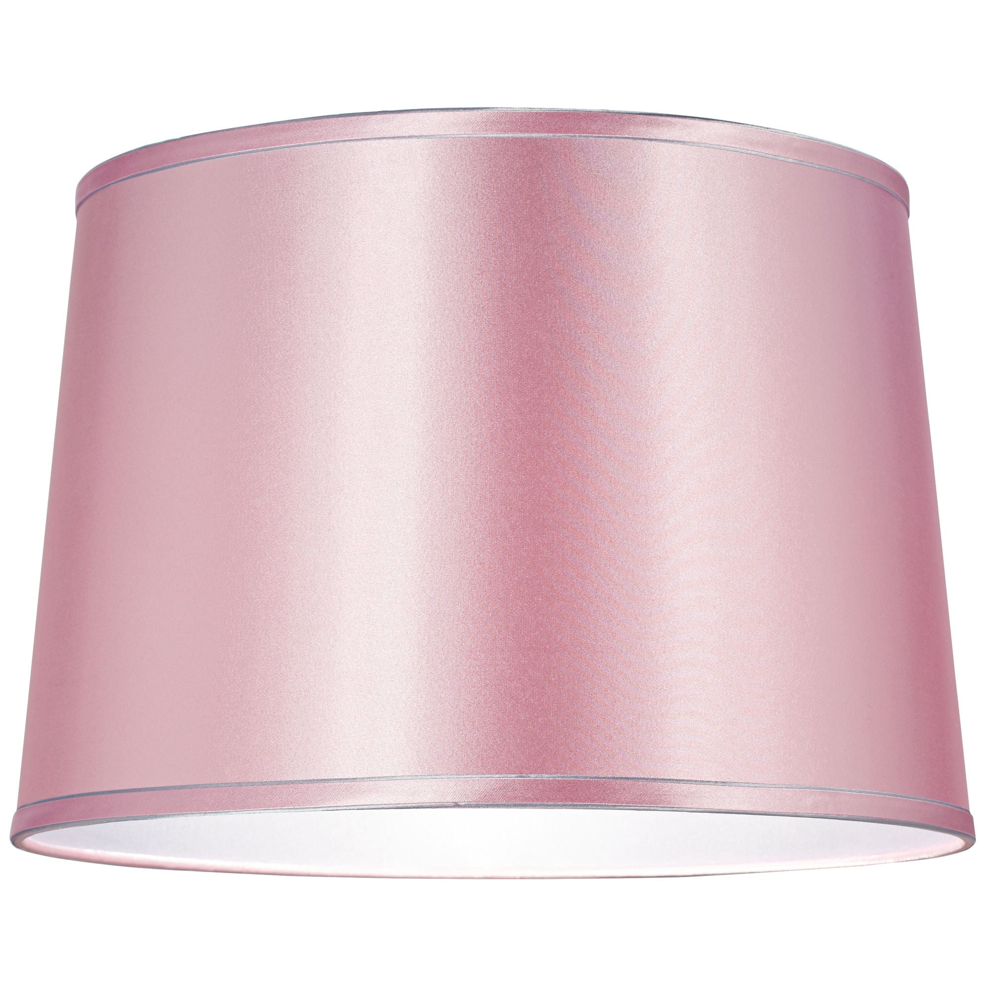 Springcrest Sydnee Pale Pink Satin Medium Drum Lamp Shade 14" Top x 16" Bottom x 11" Slant (Spider) Replacement with Harp and Finial