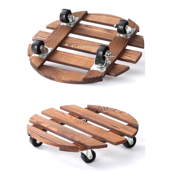 2-Pack 12" Plant Caddy Stand with Wheels, Rolling Plant Stand with 360° Lockable Wheels for Planters