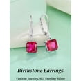 thumbnail image 4 of VESITIM Square Dangle Drop Earrings Sterling Silver Solitaire Leverback Earring 7MM Princess Cut July Ruby Birthstone Jewelry for Women, 4 of 7