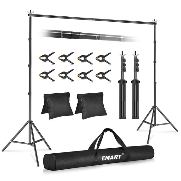 Soporte de fondo EMART para estudio fotográfico de 3 x 3 m, ajustable con accesorios