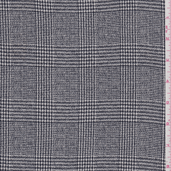 Navy Blue Plaid Suiting, Fabric Sold By the Yard