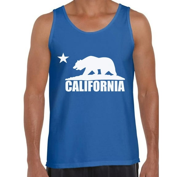 California Bear White USA State Tank Top for Men - S M L XL 2XL California Graphic Tee - Best Patriotic Cali Outfit Tee Top Gift