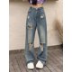thumbnail image 1 of Pantalones vaqueros de estilo coreano para mujer, Jeans Retro de nicho con piernas anchas, pantalones rasgados de cintura alta, moda urbana informal, nuevo, 1 of 4