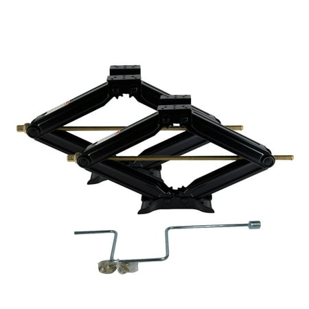 ALEKO Metal Stabilizing RV Scissor Jack with Crank Handle and Replacement Screw - 5,000 LBS - Black - Set of