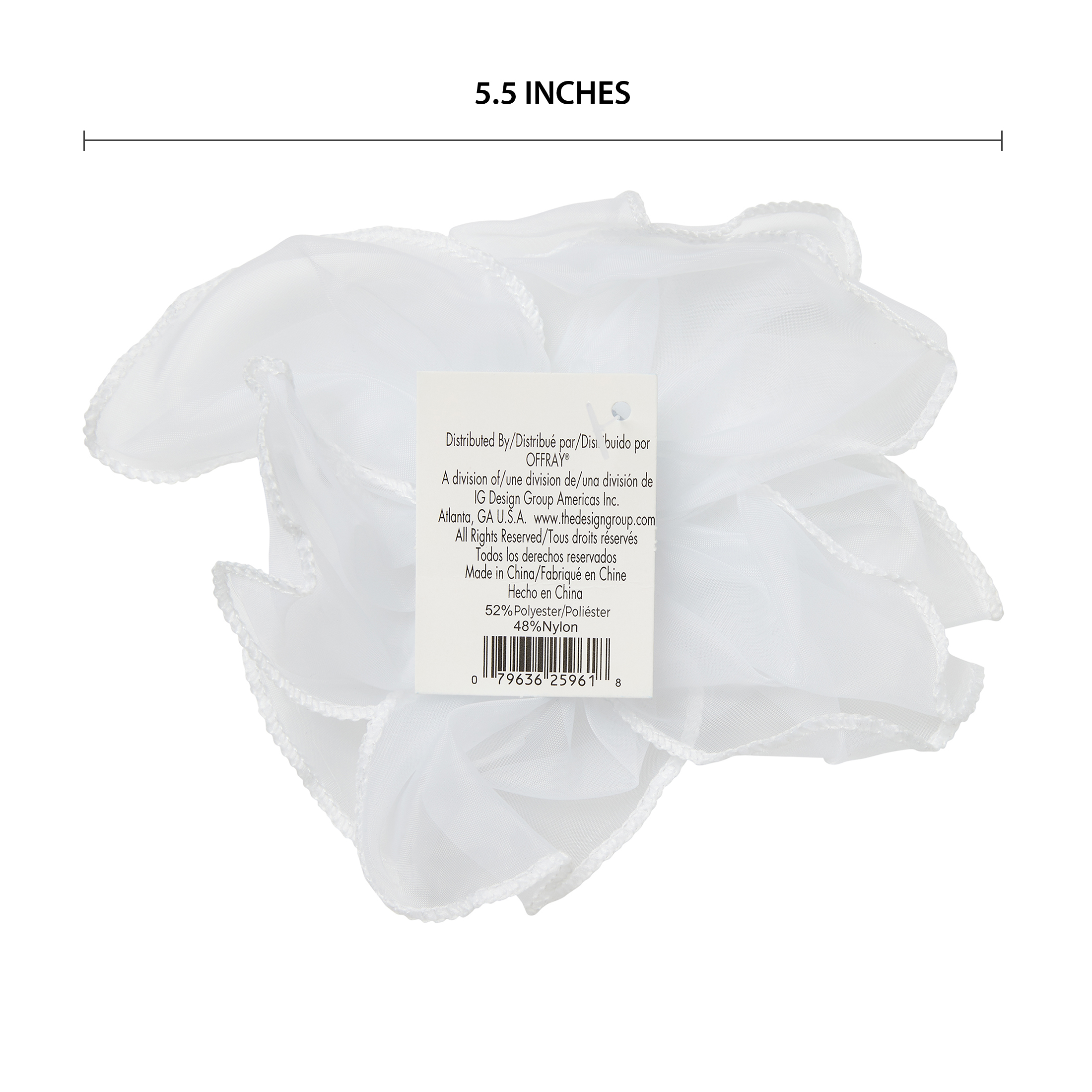 Offray White Large Sheer With Gem Center Flower Embellishment, 1 Each