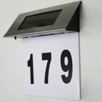 MLINS 4 LED Solar Lighted Address Number Stainless Solar Powered Illumination Wall Lamp House Street Alphanumeric Number Light