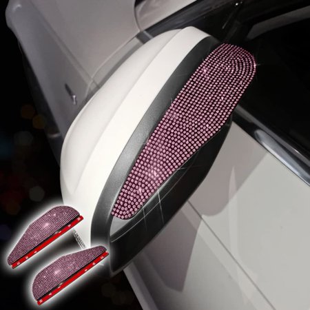 2PCS Car Rear View Mirror Rain Visor Guard,Universal Car Rear View Mirror Rain Cover,Waterproof Auto Mirror Rain Visor,Carbon Fiber Car Side Mirror Rain Eyebrow (Pink)