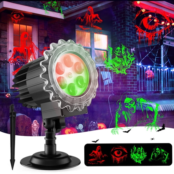GALAPROX Halloween Projector Lights Outdoor, 3D Brighter Green&Red Decoration LED Light, Landscape Holiday Lamp for Xmas Parties Garden Patio Indoor