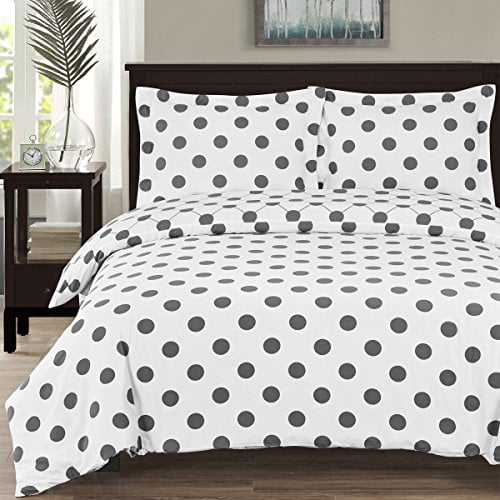 Housse de Couette en Percale à Pois, Ensemble 3 Pcs pour Lit Double/grand Lit, Housse de Couette 100 % Coton, par Royal Hotel