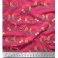thumbnail image 1 of Soimoi Pink Silk Fabric Paint Brush Abstract Print Fabric by Yard 42 Inch Wide, 1 of 3
