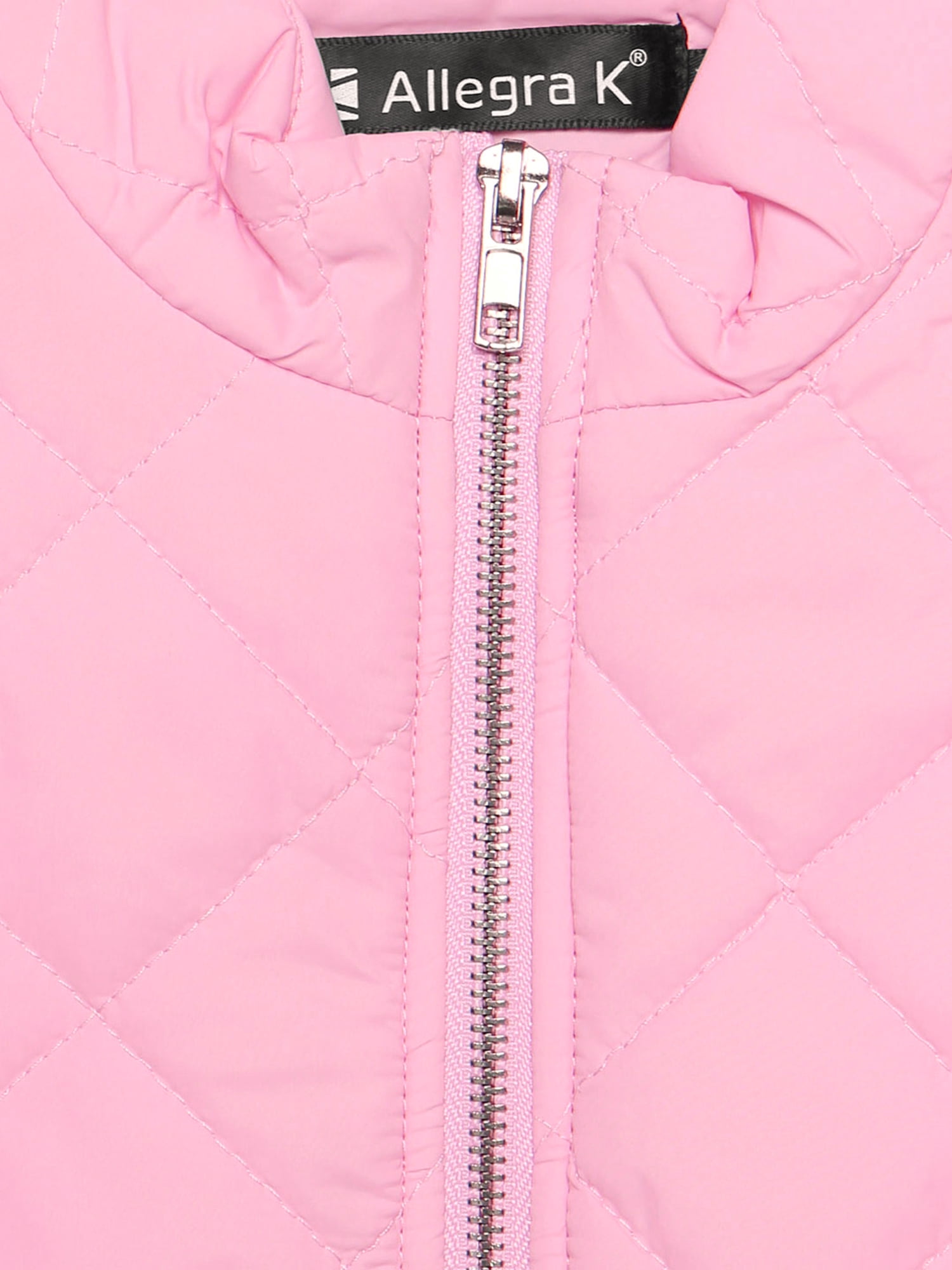 DARING DIVA Women's Zip Stand Collar Quilted Padded Vest S Pink