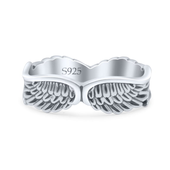 Unique Vintage Wings Design Antique Feather Ring Band 925 Sterling Silver Size 5