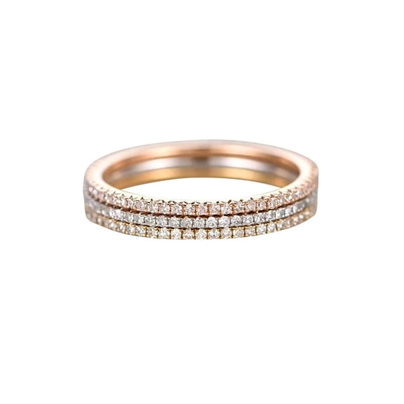 1.50 Carat 3 wedding Ring set Straight Wedding Band Stackable Ring set Sterling Silver 18k Gold Plating