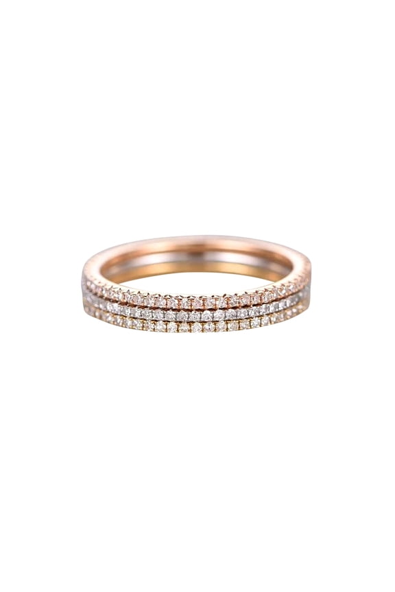 1.50 Carat 3 wedding Ring set Straight Wedding Band Stackable Ring set Sterling Silver 18k Gold Plating