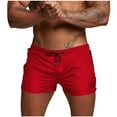 thumbnail image 2 of Mens Casual Shorts Men Casual Faddish Solid Shorts With Pocket Zipper Elastic Waist Short Pants Outdoor Sweatpants Red XXL, 2 of 5