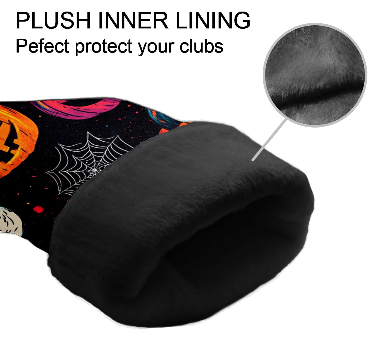 Golf Club Covers PU Leather Waterproof Head Covers for Fairway Woods Hybrids Cute Halloween Pumpkin