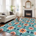 thumbnail image 2 of 8'x10' Area Rugs, Orange Teal Blue Indoor Outdoor Area Rug for Living Room Bedroom, Modern Abstract Floral Ethnic Washable Bathroom Rugs Kitchen Floor Carpet Mats Home Decor Aesthetic, 2 of 8