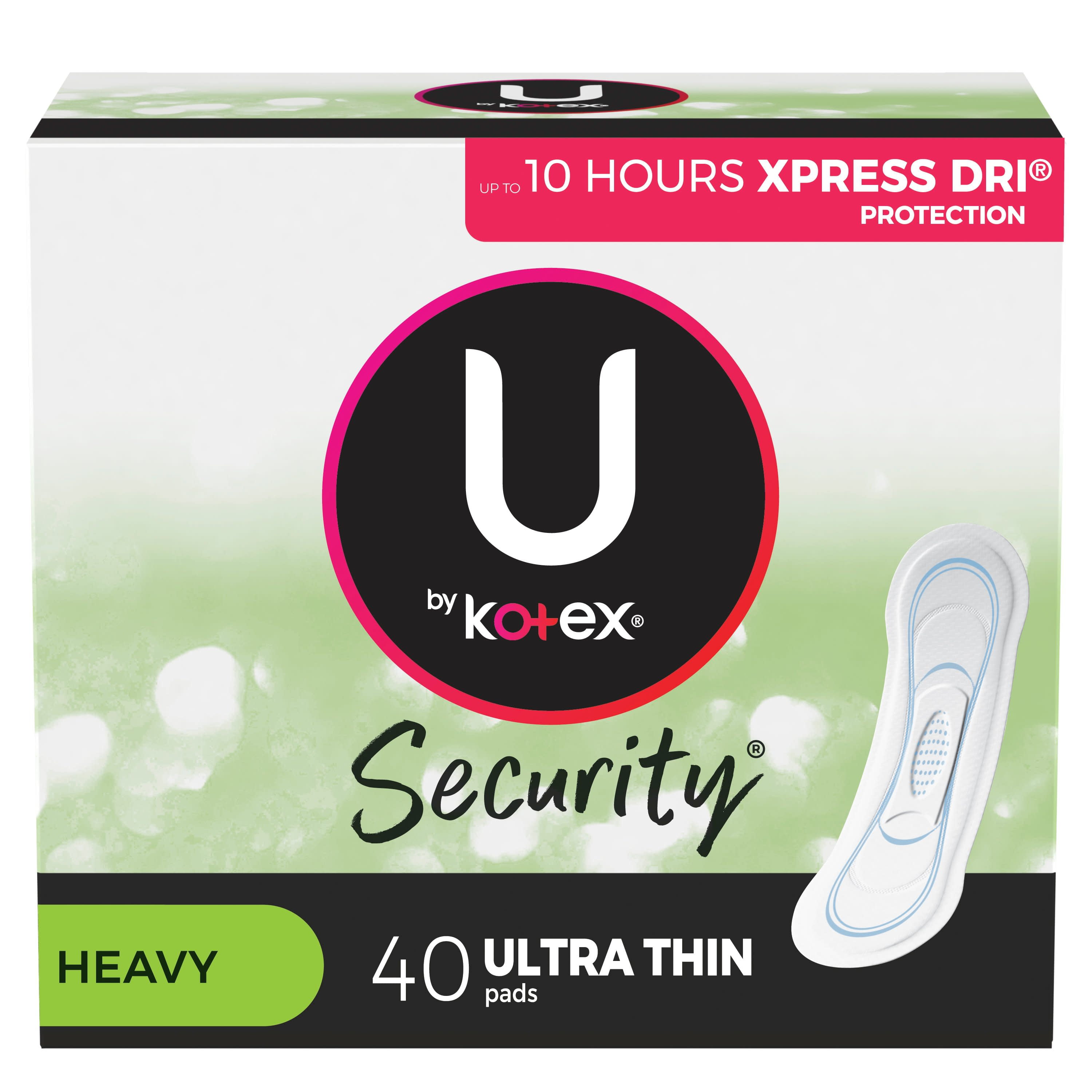 U by Kotex Clean & Secure Ultra Thin Pads, Heavy Absorbency, 40 Count
