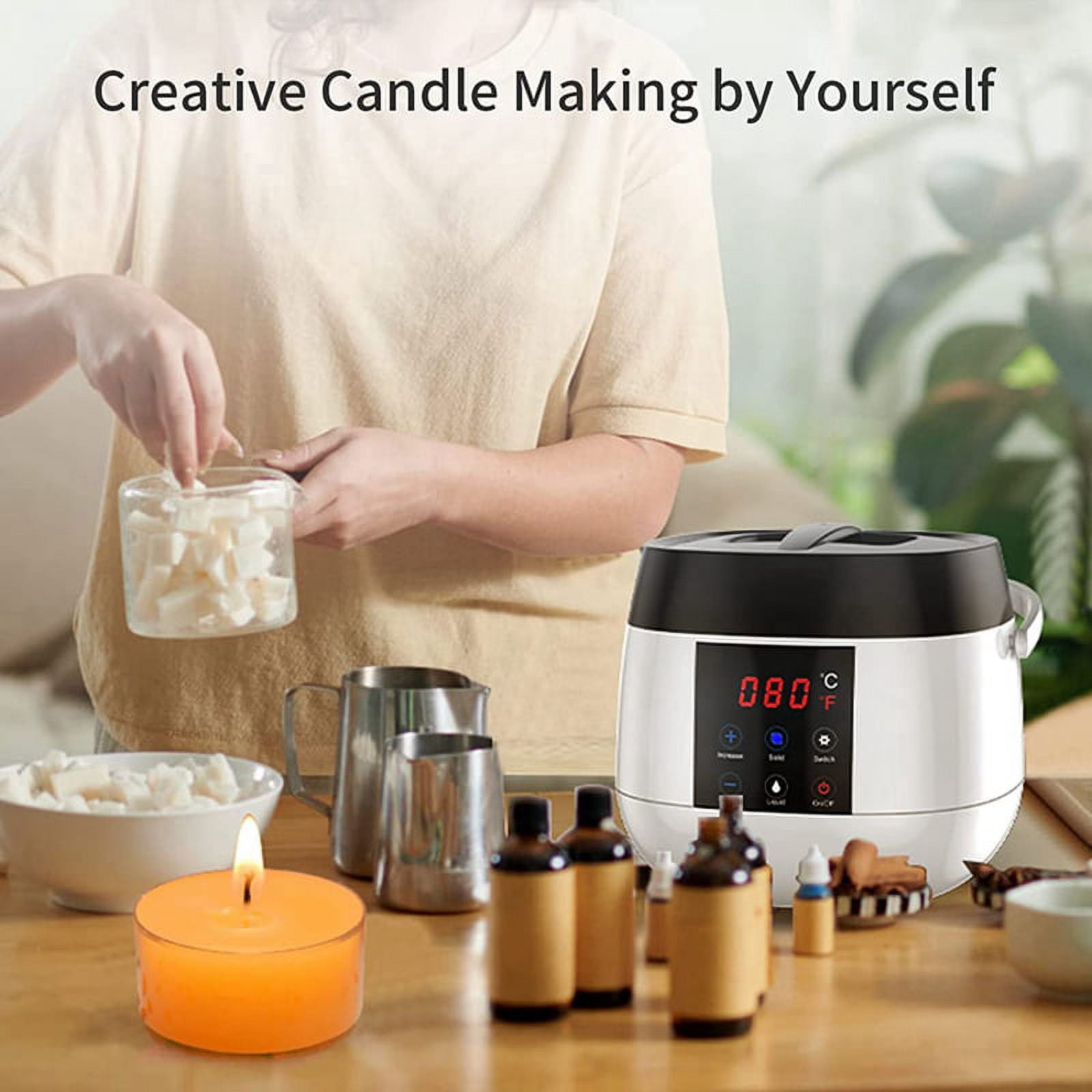 Candle Making Wax Melting Pot,Wax Melter for Candle Making,LED Temperature Display for Adults Beginner,Soy Wax US Plug