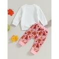 thumbnail image 4 of Bagilaanoe 2PCS Toddler Baby Girl Long Pants Set Letter Print Long Sleeve Sweatshirt Pullover Tops + Sweatpants 6M 12M 18M 24M 3T Kids Casual Sweatsuits, 4 of 8