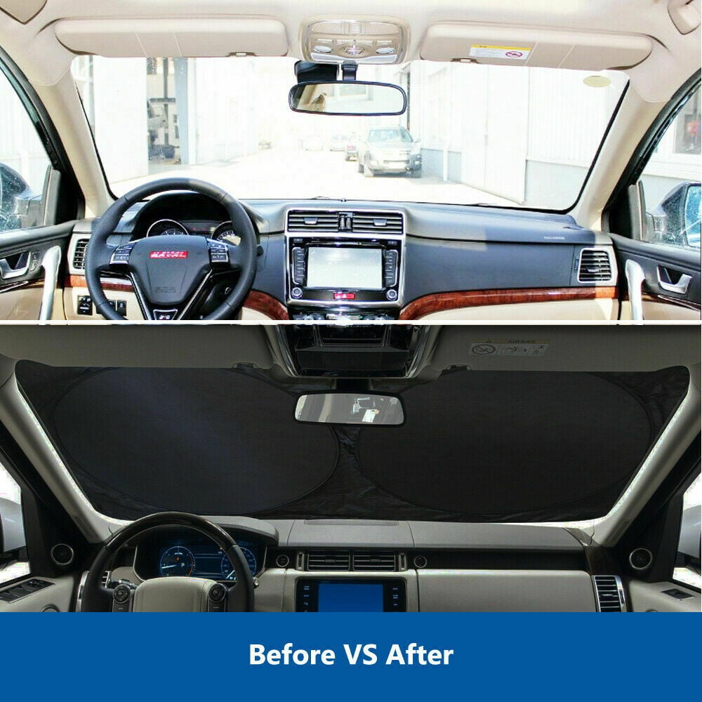 Foldable Car Windshield Sun Shade IC ICLOVER Block Sunlight UV Rays Sun Shield Front Window Sun Visor Protector Summer Winter for Trucks Vans MPV Large Vehicles (75 x35 )