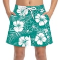 thumbnail image 2 of Boys Swim Trunks Casual Hawaiian Printed Summer Beach Shorts Adjustable Waist Loose Fits Swimming Board Shorts with Pockets, 2 of 8
