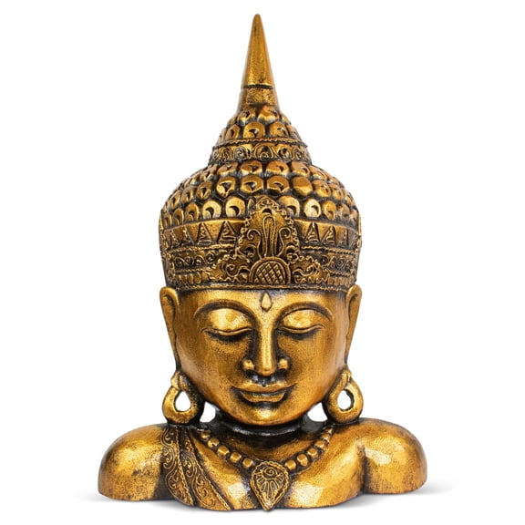 19" Gold Buddha Bust – Hand Finished Decorative Sculpture, Zen Spiritual Home Accent