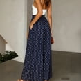 thumbnail image 4 of Minjewel Palazzo Pants for Women Bohemian Culottes - Elastic Waist Polka Dot Print Long Length, Wide Leg Pants for Women Casual Everyday Bottoms, Pants for Women for Summer,Navy 2XL, 4 of 5