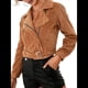 thumbnail image 1 of Chaqueta Corta de con Cinturón para Mujer, Chaqueta de Moto, Abrigo Caqui M, 1 of 8