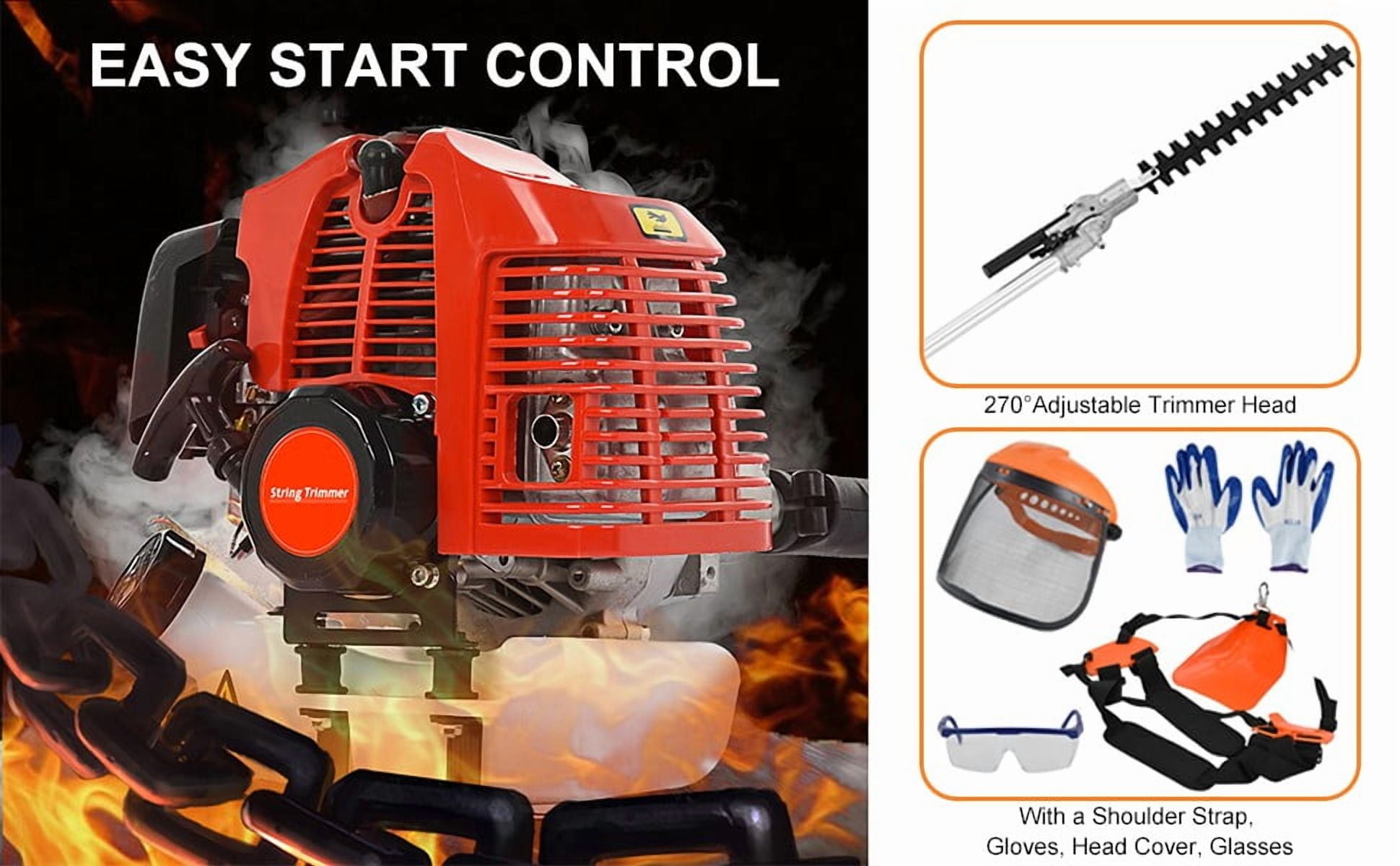 Seipouy Petrol Hedge Trimmer Chainsaw Brush Cutter, Gas Weed Wacker 52cc 2-Stroke Multi Tools Gas Lawn Mower Guard Accessories Hedge Trimmer Grass Trimmer Lawn Edger for Home Yard Garden 5 in 1
