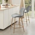 thumbnail image 2 of Duhome Velvet Counter Stools Set of 2 with Gold Metal Legs, Counter Height Bar Stool Upholstered Kitchen Bar Chair, Gray, 2 of 7