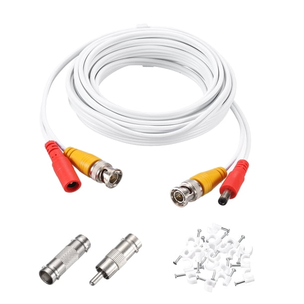 Cable de alimentación de video BNC, cable de cámara de seguridad todo en uno de 3m/10ft, 1 set blanco