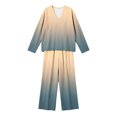 thumbnail image 6 of Hvogkswy Pajamas for Women Set Long Sleeve V Neck Tops and Drawstring Pockets Trousers Oversized 2 Piece Outfits Lightweight Breathable Casual Lounge Sets, 6 of 6