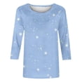 thumbnail image 5 of Timegard Hauts pour Femmes Chemises à Imprimé de Noël Manches 3/4 Blouses Confort Col Ras du Cou Tuniques Hauts Chic Décontracté, 5 of 5