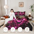 thumbnail image 3 of Castle Fairy Gothic Octopus Falme Skull King Size Comforter Sets 3pcs,Happy Halloween Comforters King Size,Magenta Blacks,1 Comforter and 2 Pillowcases,Black Reversible, 3 of 6