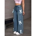 thumbnail image 4 of Baggy Jeans for 2026 Woman Tie Jeans High Waist Wide Leg Loose Pants Casual Streetwear S, 4 of 8