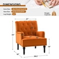 thumbnail image 5 of Upholstered Club Armchair Velvet Lounge Accent Chair Single Sofa Button Nailhead Wooden Legs Living Room Bedroom Orange, 5 of 6