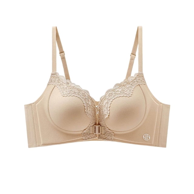 Bras for Women, Backless Seamless Push-Up U-Shaped , Solid Color with Adjustable Straps, Lace Splicing
